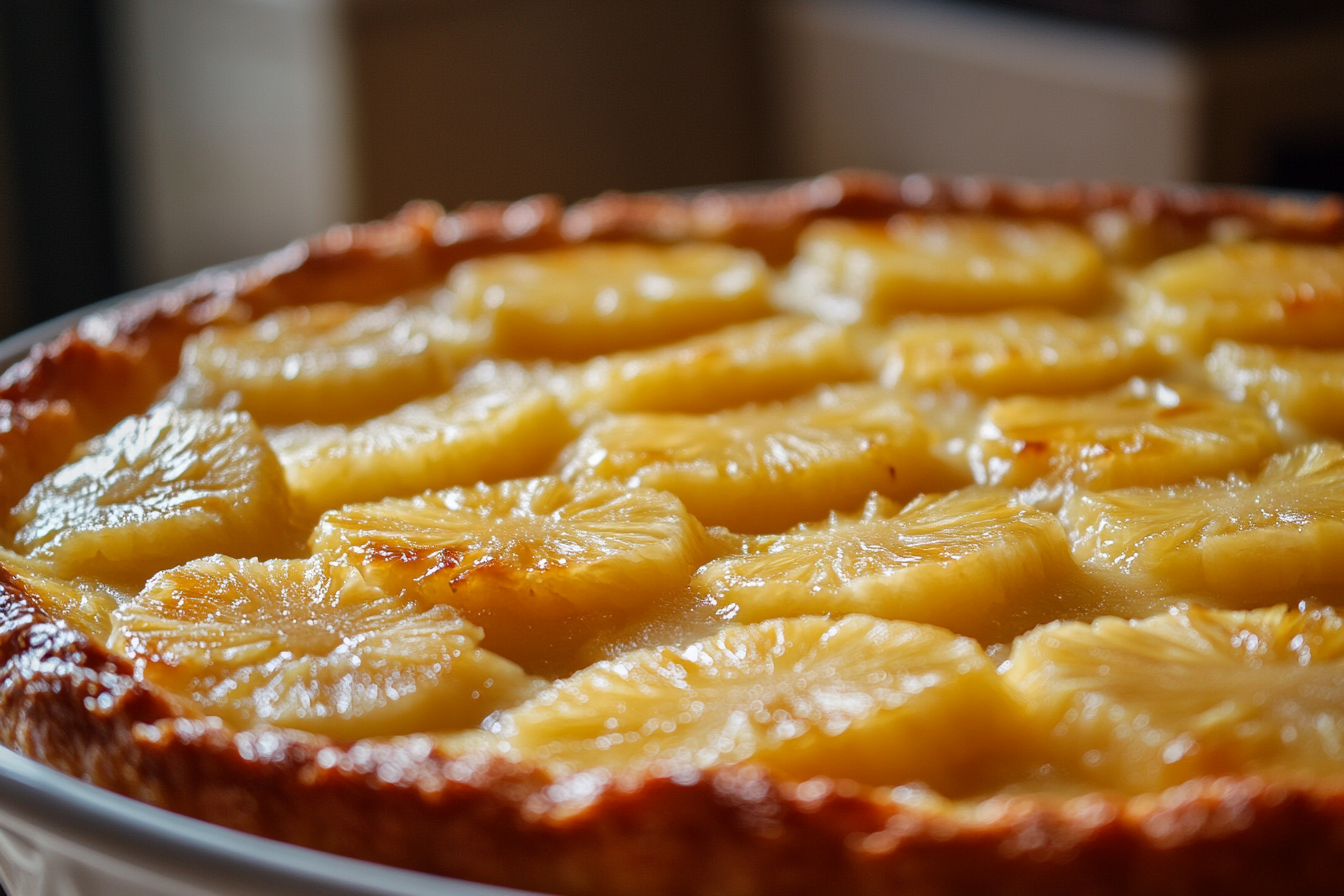 Pineapple casserole recipe with cheese, crackers, and a sweet-savory topping