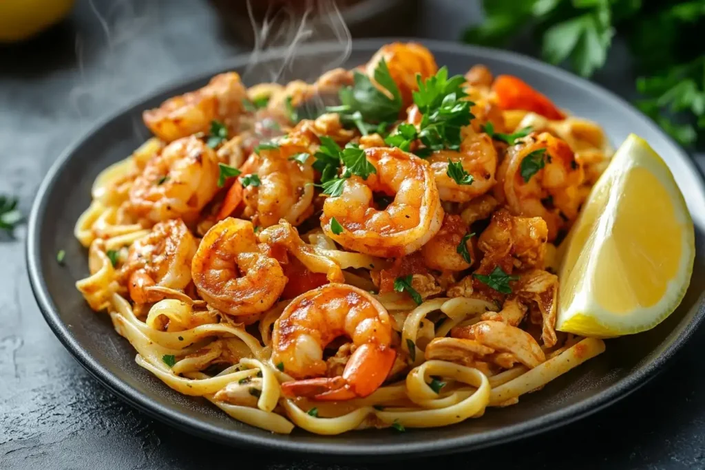 Delicious Cajun Shrimp and Chicken Pasta