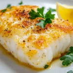 A delicious plate of lemon butter baked cod