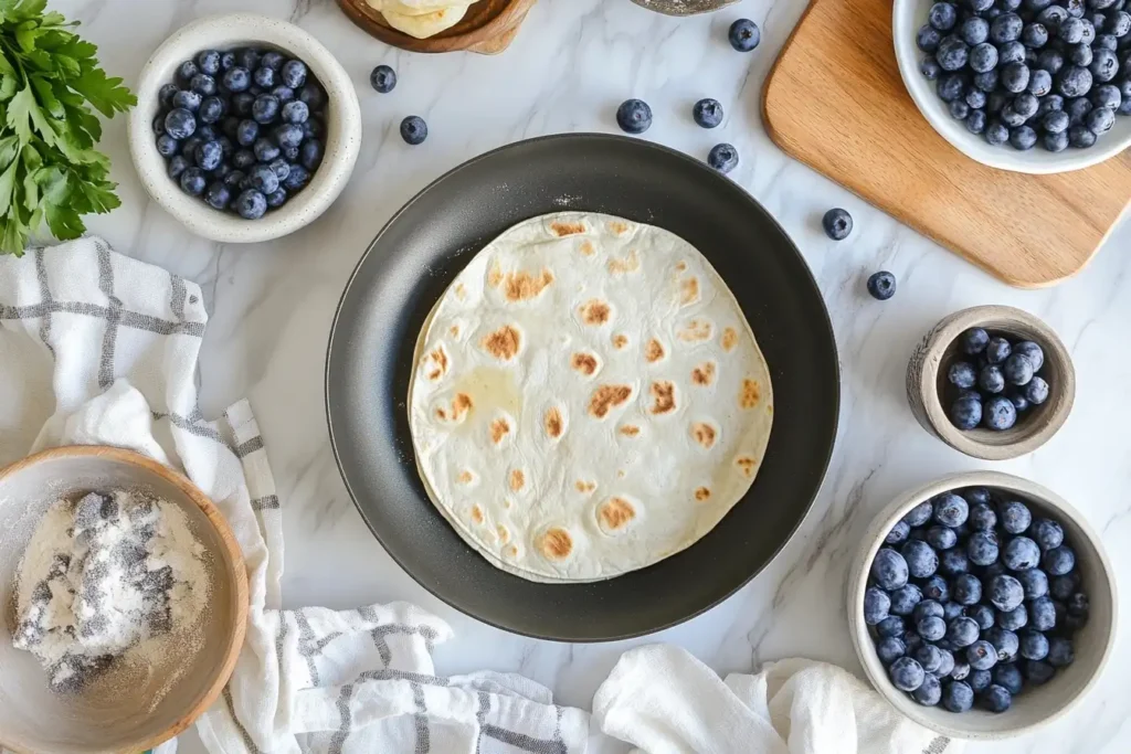 Essential Ingredients of Blueberry Breakfast Quesadilla