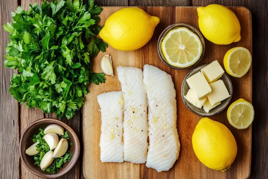 Preparing lemon butter sauce for baked cod