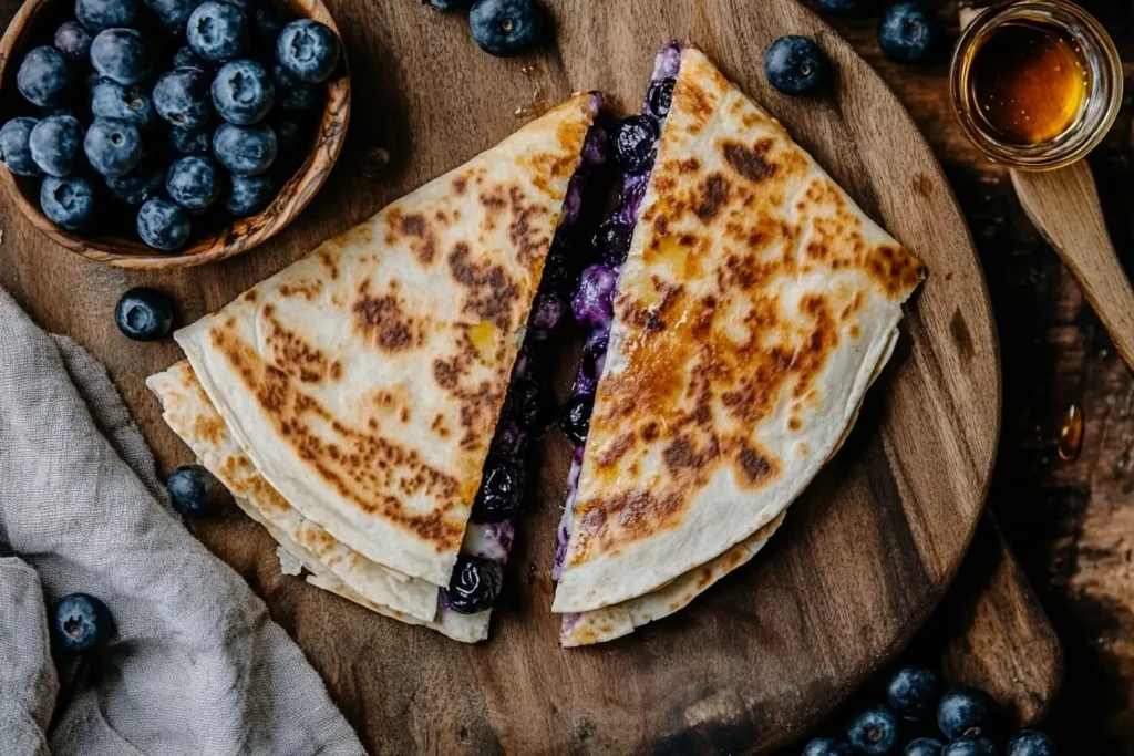 Blueberry Breakfast Quesadilla close-up