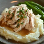 Slow Cooker Chicken and Gravy served with mashed potatoes